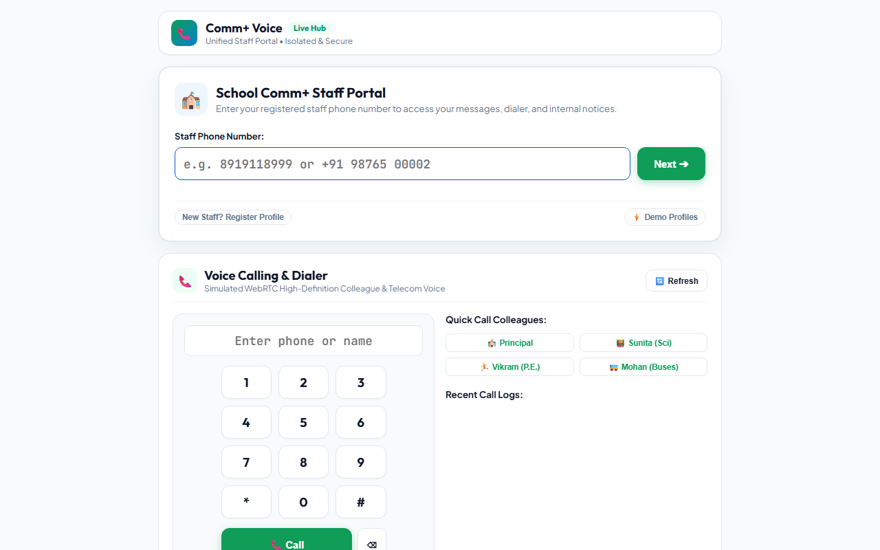 Comm+ Unified Voice and SMS Hub Snapshot